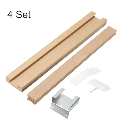 uxcell 4 Set Wooden Drawer Slides, 13-3/4 (35 CM) Classic Wood Center Guide Track with Metal Plastic Slide Glide Bracket, Wood Drawer Glides Bottom Rails Replacement Kit - size: 13-3/4