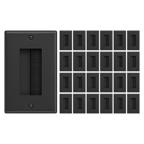Iwillink Brush Wall Plate (20 Pack), Cable Pass Through Insert for Wires, Single Gang Cable Access Strap, Wall Socket for HDTV, Home Theater Systems Black - color: Black, size: 20pack