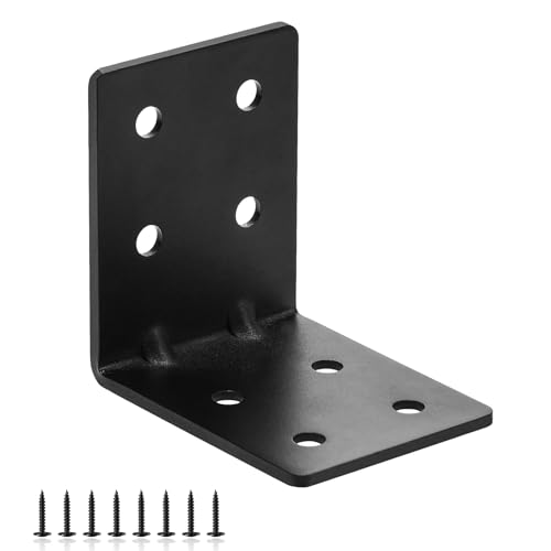 4 PCS Heavy Duty Steel Corner Brackets, 4"x4"x3" 90 Degree L Right Angle Bracket, DIY L Shelf Brackets, Metal Joint Timber Connector Support for Wood Shelves, Furniture - size: 4x4x3- 4pcs
