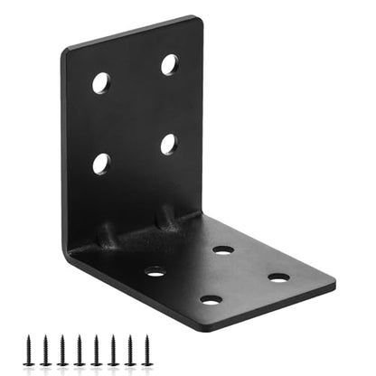 4 PCS Heavy Duty Steel Corner Brackets, 4"x4"x3" 90 Degree L Right Angle Bracket, DIY L Shelf Brackets, Metal Joint Timber Connector Support for Wood Shelves, Furniture - size: 4x4x3- 4pcs
