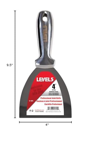 4" All Stainless Steel Joint Knife - LEVEL5 | Professional Grade Putty Blade, Premium Polished All-Metal, Precision Ground Edge, Ergonomic, Corrosion Resistant | 5-404 - size: 4-Inch