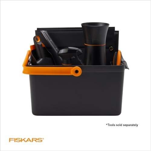 Fiskars Garden Tool Caddy, Portable Storage Organizer with Locking Handle and Removable Bin (Wall-Mountable) for Snips & Pruners, Durable Recycled Resin Carrier for Indoor & Outdoor Gardening - style: Tool Caddy