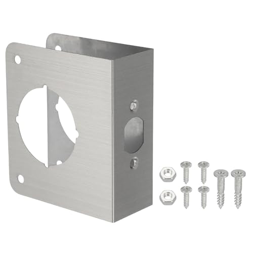 PATIKIL Door Reinforcement Plate, 1 Set Doors Reinforce Repair for 1-3/4" Thick Door 4-1/2" Size Door Knob Lock Latch Deadbolt Cover Plate Home Security, Silver - color: Silver, size: 1-3/4"; 4-1/2"