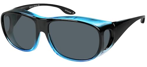 Fit Over Wrap Sunglasses Polarized Lens Wear Over Eyeglasses 100% UV Protection for Men and Women - color: 1 Pack: Black Blue Frame and Smoke Lens