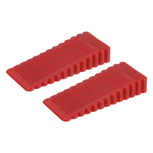 uxcell 2 Pcs Door Stoppers for Bottom of Door, 15mm/0.59 Inch Door Stops, Rubber Door Stopper Wedge Anti Slip, Window Stopper Door Stackable, Red - color: Red, size: 0.59-inches