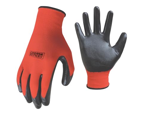 Grease Monkey Work Gloves, Men's Nitrile All Purpose Gloves with Grip for Construction, Safety, Mechanics, Touchscreen - size: 15 Pack - Large, style: Reusable Nitrile Coated Gloves