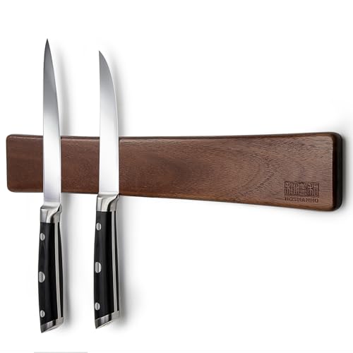 HOSHANHO Magnetic Knife Strips, Magnetic Knife Holder for Wall 16 Inch, Acacia Wood Knife Magnetic Strip Use as Knife Bar, Knife Holder for Kitchen Utensil Organizer - size: 16 Inch