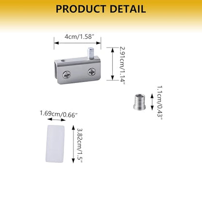 4 Pairs Glass Door Pivot Hinge Set for 4-6mm Glass, Stainless Steel No Drilling Clamp Hinge for Cabinet Doors Replacement, Medicine Cabinet Mirror & Showcase Display, Adjustable Swinging Door Hinge