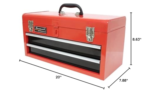Homak 2 Drawer Ball Bearing Toolbox Chest, Red, 20 Inches - color: Red, size: 2-Drawer