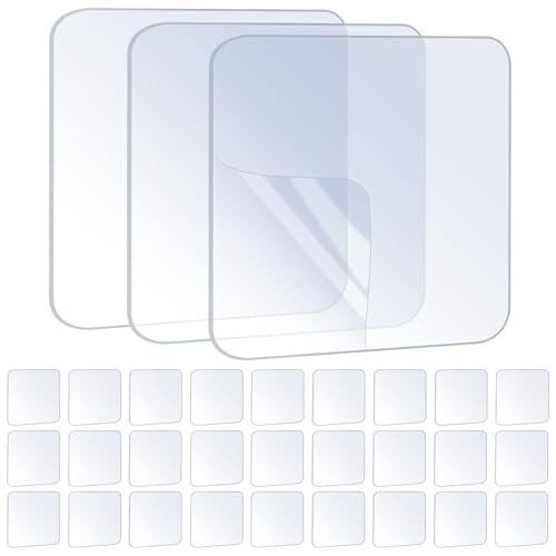ZOMPAGO 30PCS Heavy Duty Double Sided Adhesive Mounting Square Tape, Waterproof Strong Clear No Residue Removable Tape for Hanging, Wall Mounting, Home Decor & Shower - color: 30PCS, size: Square（2.4inch)