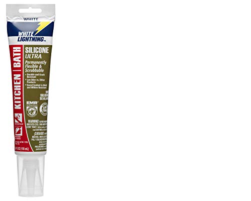 White Lightning W21100005 Silicone Ultra Kitchen & Bath Sealant, White, 5.3 fl. oz. - color: White, size: 5.5 OZ