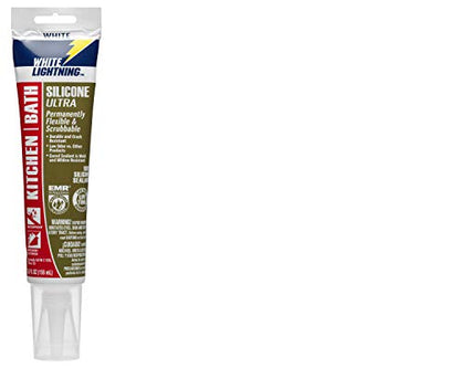 White Lightning W21100005 Silicone Ultra Kitchen & Bath Sealant, White, 5.3 fl. oz. - color: White, size: 5.5 OZ