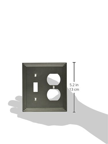 Amerelle Steps Single Toggle/Single Duplex Cast Metal Wallplate in Satin Nickel - color: Satin Nickel, size: 1 Toggle / 1 Duplex