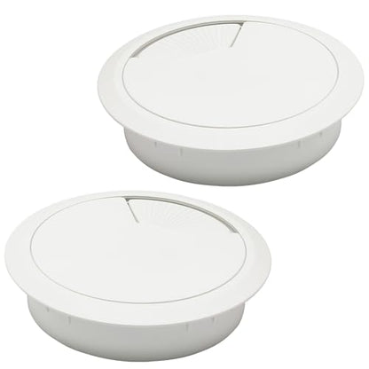 Desk Grommet 2-3/8" (60 mm), Desk Cord Hole Cover, Cable Grommet ABS Plastic, Desk Hole Grommet for Office and Home Table Cable, Detachable Adjustable Cable Cord Organizer (White 2 Pcs) - size: 2-3/8" (60 mm), style: 2 pcs White