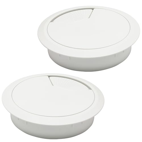 Desk Grommet 2-3/8" (60 mm), Desk Cord Hole Cover, Cable Grommet ABS Plastic, Desk Hole Grommet for Office and Home Table Cable, Detachable Adjustable Cable Cord Organizer (White 2 Pcs) - size: 2-3/8" (60 mm), style: 2 pcs White