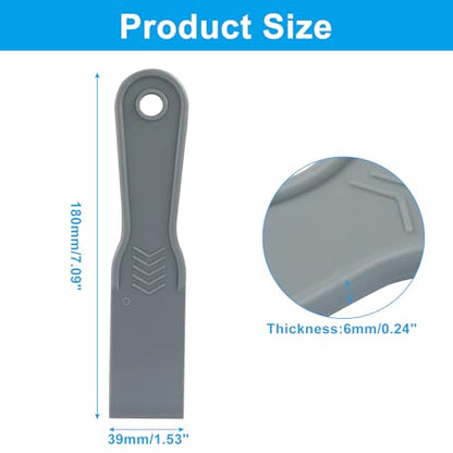1.5 Inch Plastic Putty Knife Scraper, 5Pcs Flexible Spackle Knife for Spackling, Air Bubble Remover, Sticker Installation, Used for Repairing Walls, Pasting Plaster, Scraping Putty (Grey)