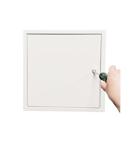 Fengze Steel Access Panel 12 x 12 Inch with 4 Long Fixing Strips White Screwdriver Latch Metal Inspection Door for Wall and Ceiling (300 x 300 mm)