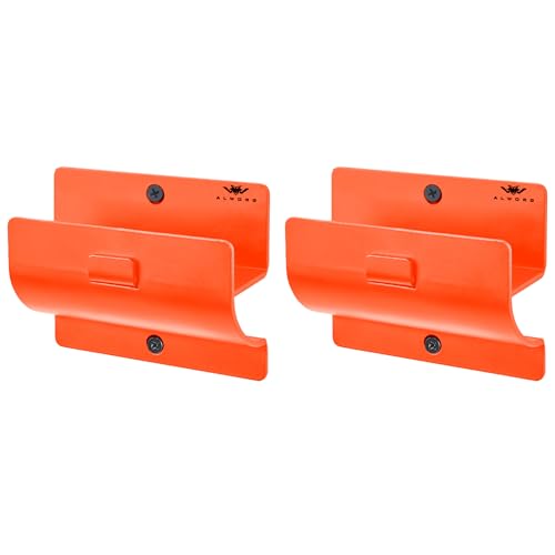 Ladder Hangers for Garage Wall Set of 2 Hooks- Orange Step Stool Hanger Wall Mount. Tool Holder for Shed, Workshop, Garden - Hang Wheelbarrow, Folding Chair - color: Orange, size: Pack of 2 Hooks