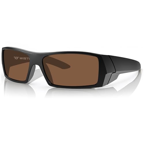 WISTON Z87 Sunglasses Wrap Around Sunglasses for Men Rectangular Safety Glasses UV400 for Sport Working 8231 - color: Matte Black/Brown