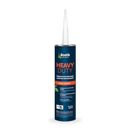 BOSTIK Heavy Duty 10.1oz Premium Construction Adhesive Glue Caulk | Professional Grade | Versatile Use on Wet & Dry Wood Joints | for Installing Wood, Drywall, Foam Board & More | 1 Cartridge