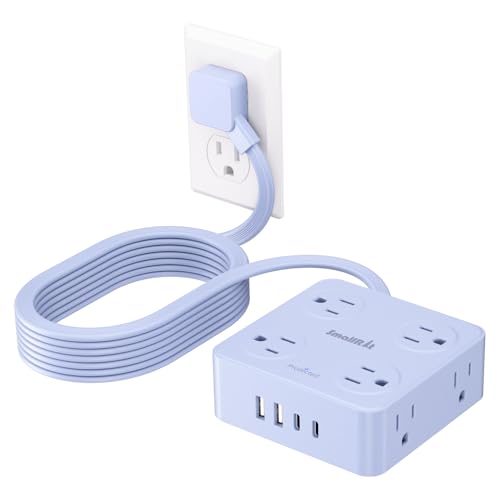 Extension Cord with Multiple Outlets, SMALLRT Surge Protector Outlet Extender, 6.5FT Flat Plug Power Strip with USB Ports, 8 Outlets, Power Strips with Surge Protection for Home Office Supplies, Blue - color: Blue, size: 6.5 Ft