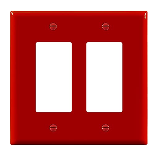 ENERLITES Decorator Light Switch or Receptacle Outlet Wall Plate, Mid-Size 2-Gang 4.88" x 4.92", Polycarbonate Thermoplastic, UL Listed, 8832M-R, Red - color: Red, size: Mid-size