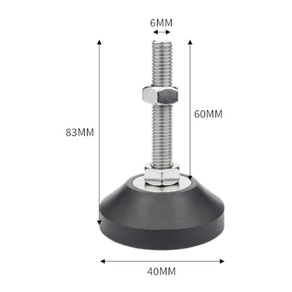 Furniture Leveling Feet, 4 pcs M6 Heavy Duty Height Adjuster Foot Feet Leveler Thread Size for Tables, Chair, Sofa, Workbench, Dresser, Bench, Cabinets(D40*M6*L60) - size: D40*M6*L60