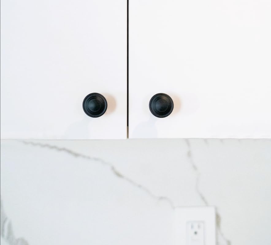 HESTIA HARDWARE 10 Pack | 1-1/3 Inch Black Kitchen Cabinet Knob and Closet Knob | Drawer Knobs and Kitchen Door Knobs for Cabinets | Matte Black Cabinet Knobs and Bathroom Cabinet Knobs (Z4.10.D) - color: Black
