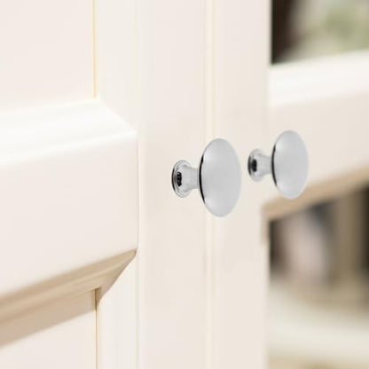 8 Pcs Polished Chrome Cabinet Knobs, Round Dresser Knob Kitchen Drawer Knobs, Single Hole Cupboard Door Knob Dresser Drawer Pulls Handles (Polished Chrome) - color: Polished Chrome, size: 8 Pack