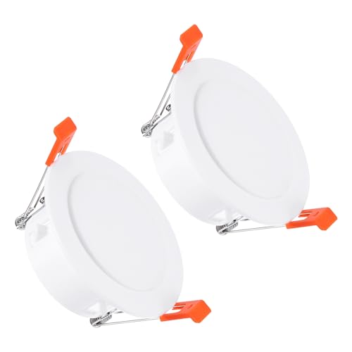 PATIKIL 3.9" Spring Ceiling Cover Plate, Recessed Light Trim Wall Mount Downlight Hole Cap Decorative Panel with Buckle Suitable for 3.1-3.5inch Round Hole Glass Ceiling Openings, White - size: 3.1-3.5"