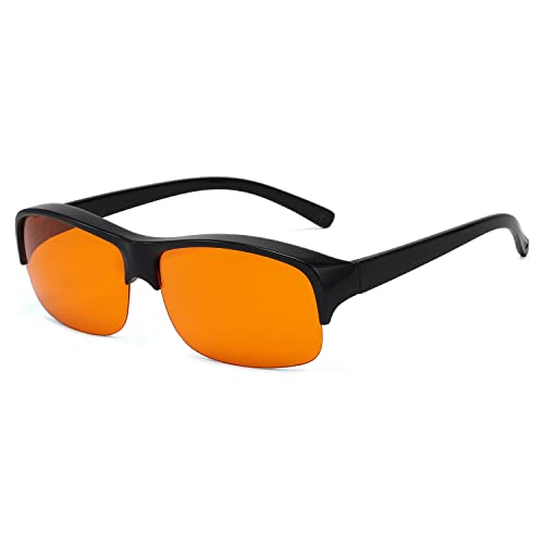 Eyekepper 100% Anti-Blue Light Blocking Fitover Glasses Wear Over Computer Glasses With Amber Lens - color: 1801-black-100% Blue Light Blocking