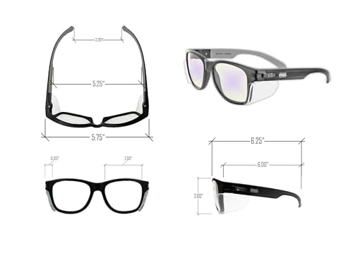 MAGID Y50 Safety Glasses for Construction | Black Frame — 1 Pair, Blue Blocking Lens | Side Shields, ANSI Z87.1+, Anti-Fog, Scratch-Resistant, 99.9% UV Protection, Polycarbonate Lens - color: Blue Blocking Lens | Black Frame, size: 1 Pair