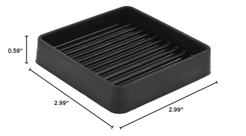 Non Slip Furniture Pads, SAFYY Square Rubber Anti Skid Caster Cups Leg Coasters, Couch, Chair, Feet, and Bed Stoppers with Anti-Sliding Floor Grip, Furniture Floor Protectors - size: 3'' Black 4 Pack