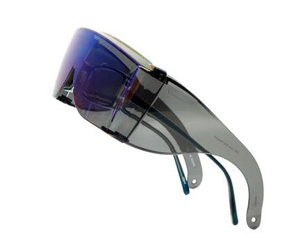 Calabria 3000 Fitover Safety Glasses with Uni-Lens – [Green Mirror] Wrap Around Eye Protection | Anti-Fog Scratch Resistant | Protective Eyewear - color: Green Mirror