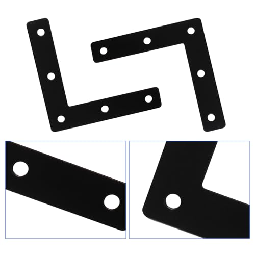 Hordion 10Pcs 3 x 3 Inch L Bracket Corner Brace (80 X 80mm), Iron Flat Corner Bracket, Metal L Shaped Support Brace, Right Angle Repair Plates with Screws - size: 3" x 3" (Black), style: L-Shape