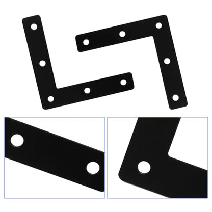 Hordion 10Pcs 3 x 3 Inch L Bracket Corner Brace (80 X 80mm), Iron Flat Corner Bracket, Metal L Shaped Support Brace, Right Angle Repair Plates with Screws - size: 3" x 3" (Black), style: L-Shape