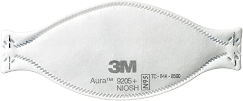 3M Aura Particulate Respirator 9205+ N95, Lightweight, 3 Panel Designed Helps Provide Comfortable and Convenient Respiratory Protection, 3-Pack