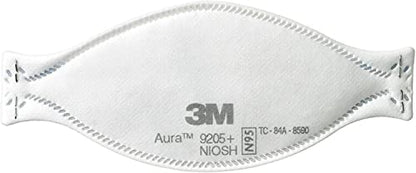 3M Aura Particulate Respirator 9205+ N95, Lightweight, 3 Panel Designed Helps Provide Comfortable and Convenient Respiratory Protection, 3-Pack