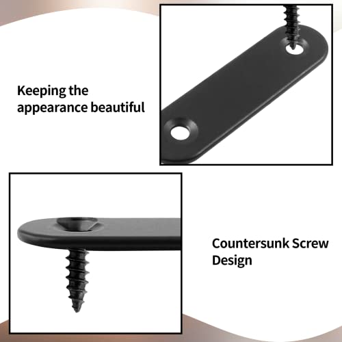 Jiozermi 12 Pcs Straight Brace, Flat Brace 2.4” x 0.6”, Stainless Steel Straight Bracket, Mending Joining Plates for Wood, Board, Bed Frame, Furniture & Shelves, Matte Black - size: Black, 2.4” x 0.6”, 12 Pcs