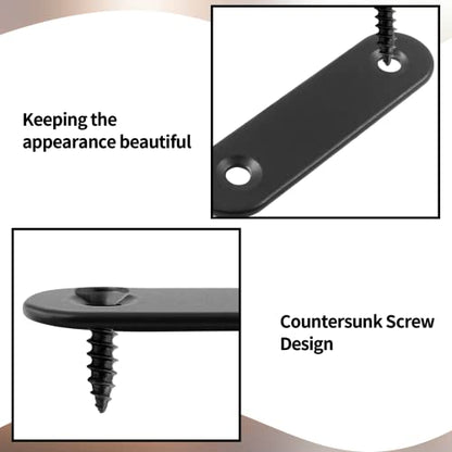 Jiozermi 12 Pcs Straight Brace, Flat Brace 2.4” x 0.6”, Stainless Steel Straight Bracket, Mending Joining Plates for Wood, Board, Bed Frame, Furniture & Shelves, Matte Black - size: Black, 2.4” x 0.6”, 12 Pcs