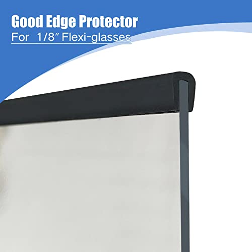 Rubber Edge Trim, Self-Adhesive U Channel Rubber Edge Trim, U Shaped Edge Protector for Mirror and Glasses, EPDM Material, Slot Width 1/8"(3.2mm), Length 10 Ft, Black - size: Fit 1/8"- L10'