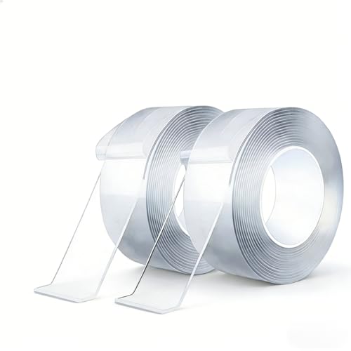 Double Sided Tape Heavy Duty Removable Clear: 3 Rolls Extra Strong Nano Tape Double Sided Adhesive Strips, Clear Mounting Tape Removable Two Sided Adhesive Tape for Walls/Posters/Rug/Picture Hanging