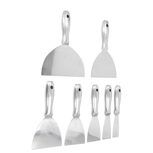Professional Stainless Steel Putty Knife Set, 5 PCS Scrapers for Drywall Spackle, Filing, Paint Scraping with Hang Hole, Lightweight Grip Handle, Effortless to Apply Putty,