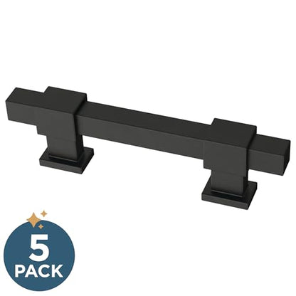 Franklin Brass 5 Pack Matte Black Cabinet Handles Adjustable Drawer Pulls for Kitchen Cabinet Knobs Dressers and Cupboards 1-3/8 to 4 inch (35–102mm) Hole Center | Adjusta-Pull™ - color: Matte Black, size: 1-3/8" to 4"