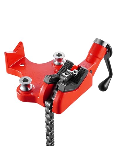 VEVOR Heavy-Duty Pipe Chain Vise, 1/4" - 6" Pipe Capacity, 28" Rugged Chain & Cast Iron Base, Industrial-Grade Pipe Clamping for Plumbing, Automotive Repairs, Metalworking - size: 1/4" - 6" Bench Mount