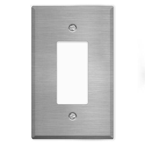 Oversized Stainless Steel Outlet Covers, 1-Gang Rocker Cover, 5.5" x 3.5" Jumbo Decorator Wall Plate, Stainless Steel Metal, Corrosive Resistant, Matching Screws Included, Made in USA - color: Rocker Switch, size: 1 Gang