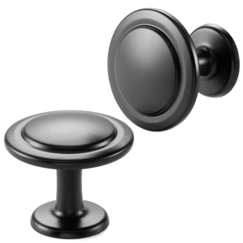 Matte Black Cabinet Knobs Black Drawer Knobs, 10 Pack 1-1/4 Inch, 8222 Round Single Hole Cabinet Pulls for Kitchen Cabinets Drawers Bedroom Dresser Cupboard Bathroom Vanity - color: Matte Black, size: 1-1/4 Inches, style: 10 Pack Round Knob