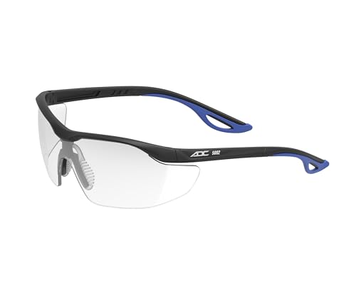 ADC 5002BKQ Deluxe Full-Frame, Length-Adjustable Protective Eyewear with UVA and UVB Protection, Black and Blue Accents with Clear Lenses - color: Black and Blue, size: 5002