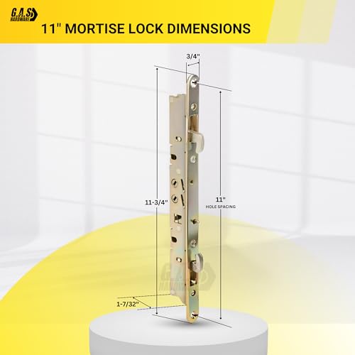 Multi-Point Mortise Lock Replacement with 11-3/4" Face Plate for Sliding Patio Glass Door | Dual-Point Security with Anti-Slam Pin - 11" Hole Spacing | Fix & Repair Locking Mechanism - size: 11-3/4" Mortise Lock