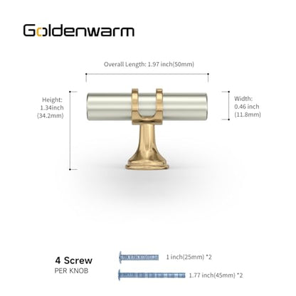 goldenwarm 10 Pack Brushed Nickel and Gold Cabinet Knobs Kitchen Cabinet Knobs Gold Drawer Pull Handles Brushed Nickel Drawer Hardware, Single Hole Handles - color: Brushed Nickel&Gold, size: 10 Pack